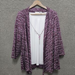 ALFRED DUNNER Women’s Purple Textured Open Front Cardigan Top Size 1X